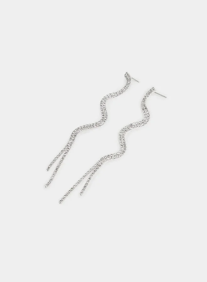 Silver Crystal Dangle Earrings